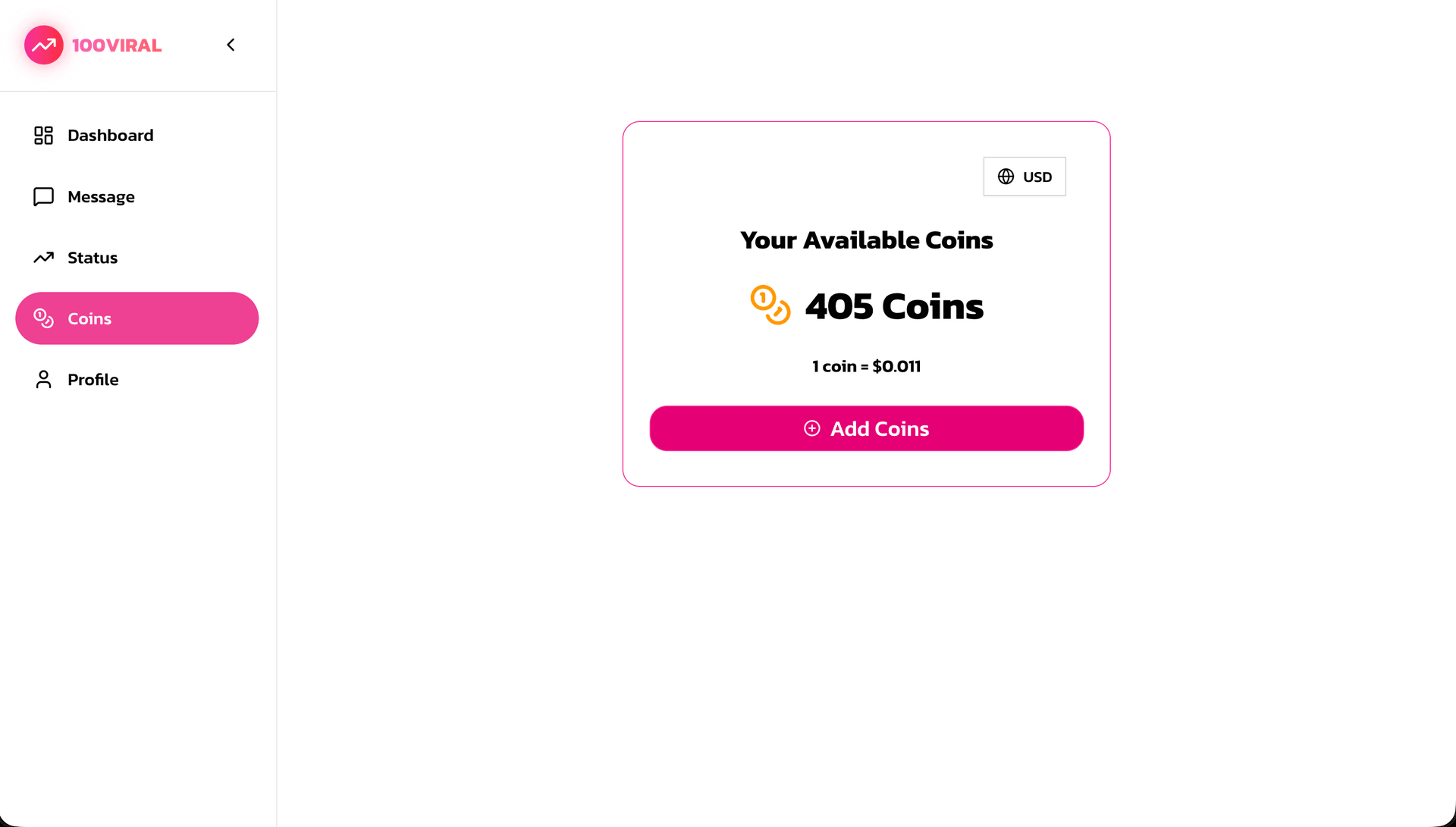100Viral Home Page - Buy Coins