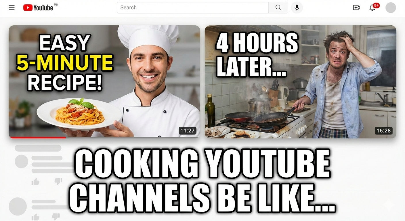 Cooking video thumbnail comparison showing improved click-through rate